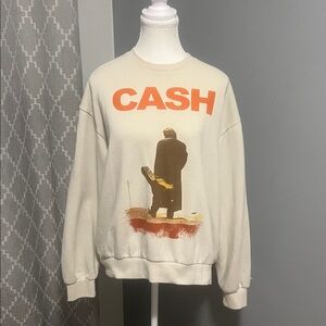 Source Unknown Cream Crewneck with Orange Graphic